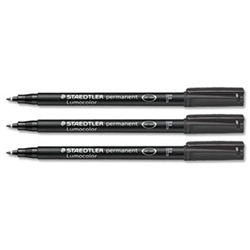 Fine Permanent Pen Black [Pack 10]